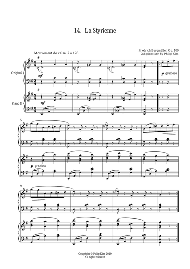 14. La Styrienne 25 Progressive Studies Opus 100 for 2 pianos Friedrich Burgmüller