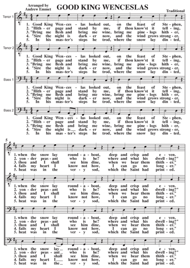 Good King Wenceslas A Cappella TTBB