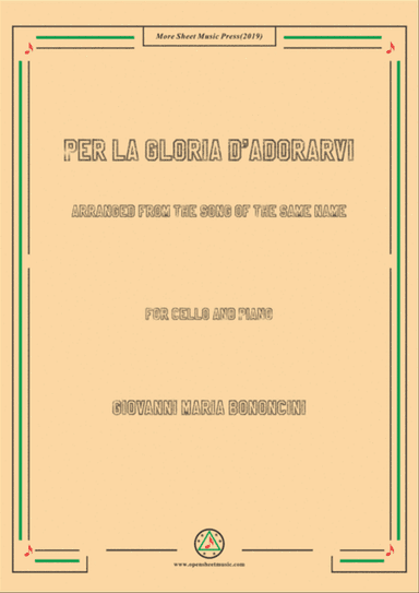 Bononcini-Per la gloria d'adorarvi, for Cello and Piano