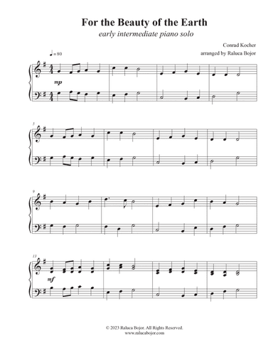 For the Beauty of the Earth (early intermediate)