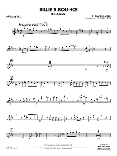 Billie's Bounce (arr. John Wasson) - Baritone Sax