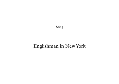 Englishman In New York