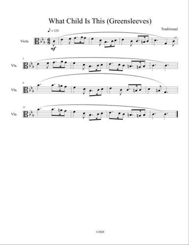 What Child Is This (Greensleeves) for solo viola