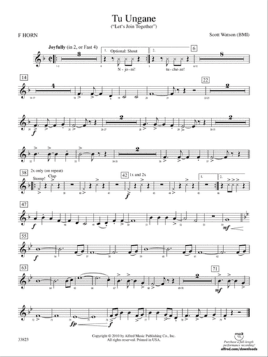 Tu Ungane: 1st F Horn