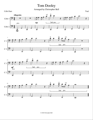 Tom Dooley - Easy Cello Duet