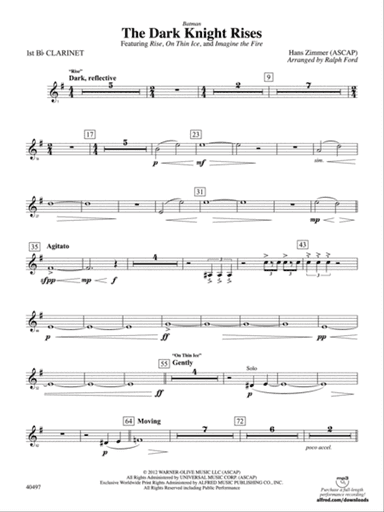Batman: The Dark Knight Rises: 1st B-flat Clarinet