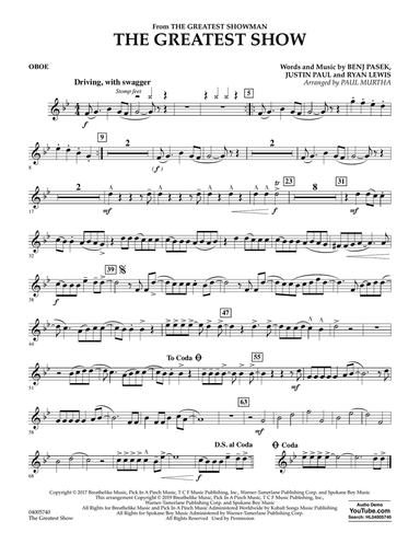 The Greatest Show (arr. Paul Murtha) - Oboe
