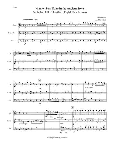 Minuet from Suite in the Ancient Style - for oboe, English Horn, and bassoon
