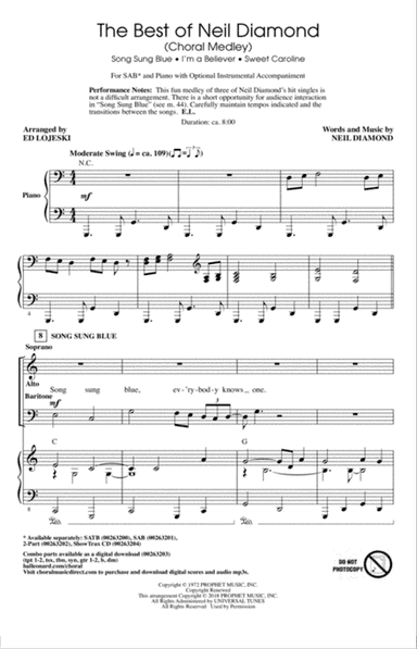 The Best of Neil Diamond (arr. Ed Lojeski)
