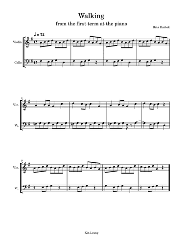 Walking for violin and cello duet