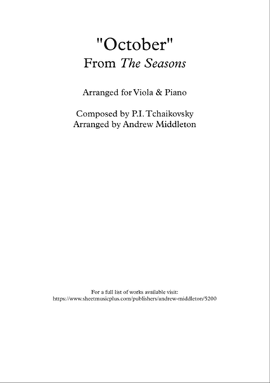 "October" from The Seasons arranged for Viola and Piano