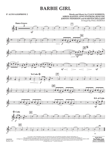 Barbie Girl (arr. Paul Murtha) - Eb Alto Saxophone 2