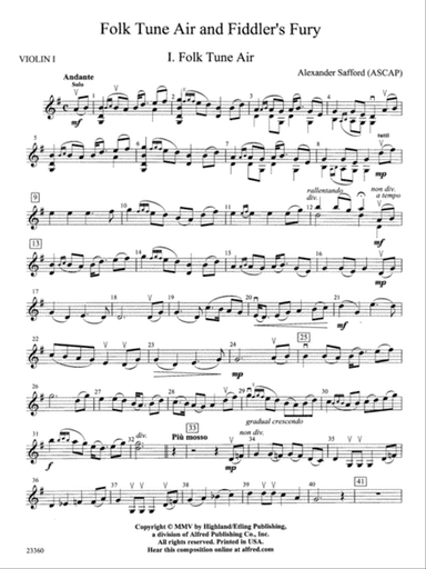 Folk Tune Air and Fiddler's Fury: 1st Violin