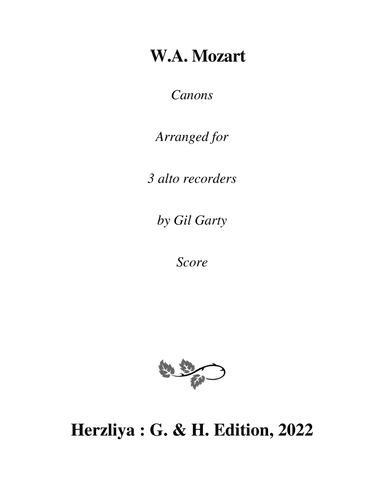 Canons a3 (arrangements for 3 alto recorders)