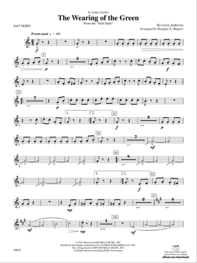 The Wearing of the Green (from the Irish Suite): 3rd F Horn