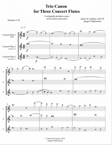 Guthrie: Trio Canon for 3 Concert Flutes
