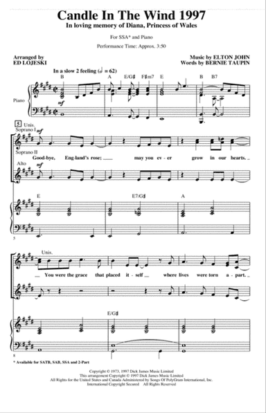 Candle In The Wind (arr. Ed Lojeski)