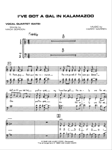 I've Got a Gal in Kalamazoo: SATB Vocals