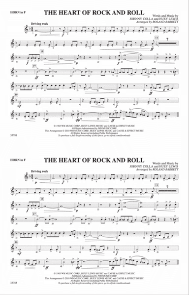 The Heart of Rock and Roll: 1st F Horn