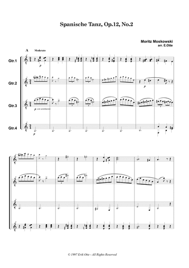 Moskowski Spanish Dance No.2 - 4 guitars