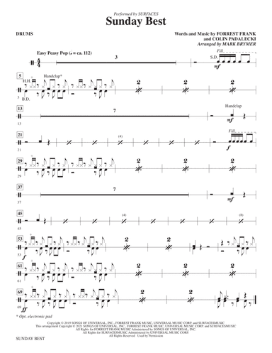Sunday Best (arr. Mark Brymer) - Drums