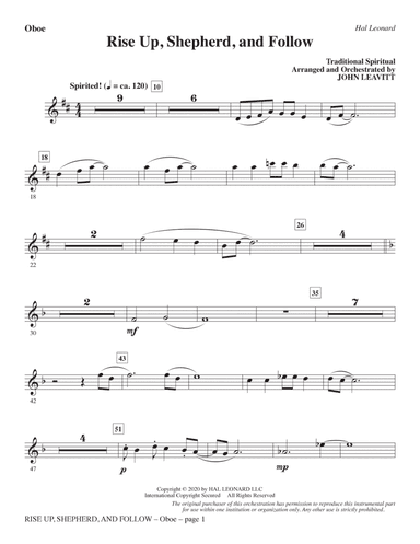 Rise Up, Shepherd, and Follow (arr. John Leavitt) - Oboe