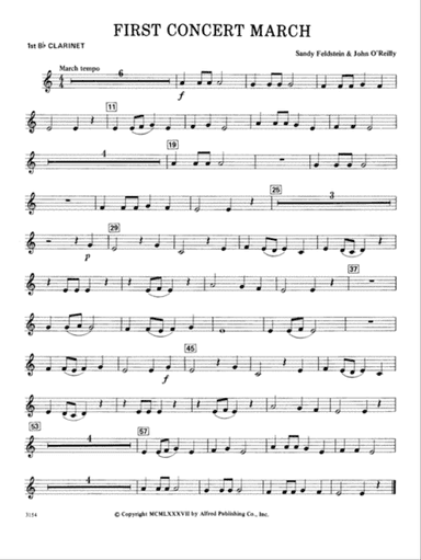 First Concert March: 1st B-flat Clarinet