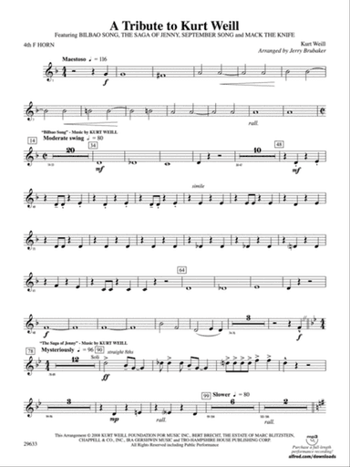 A Tribute to Kurt Weill: 4th F Horn