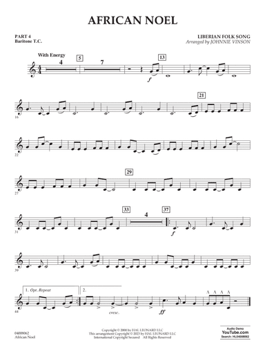 African Noel (arr. Johnnie Vinson) - Pt.4 - Baritone T.C.