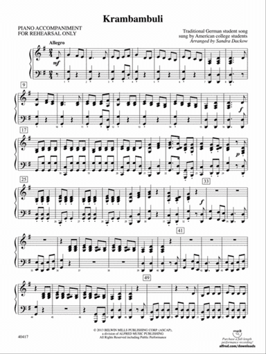 Krambambuli: Piano Accompaniment