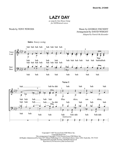 Lazy Day (arr. David Wright)