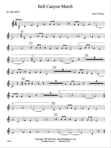 Bell Canyon March: 1st B-flat Trumpet