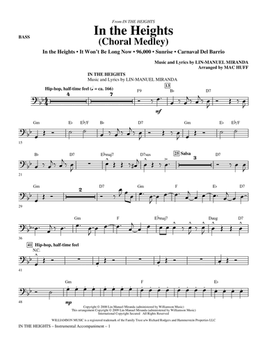 In The Heights (Choral Medley) (arr. Mac Huff) - Bass
