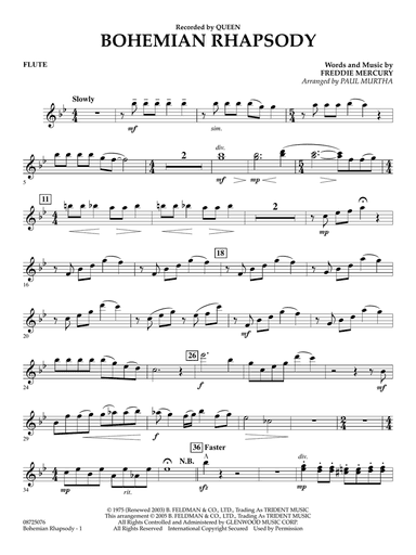 Bohemian Rhapsody (arr. Paul Murtha) - Flute