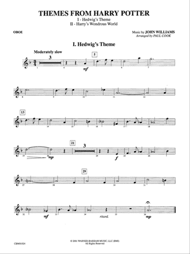 Harry Potter, Themes from: Oboe
