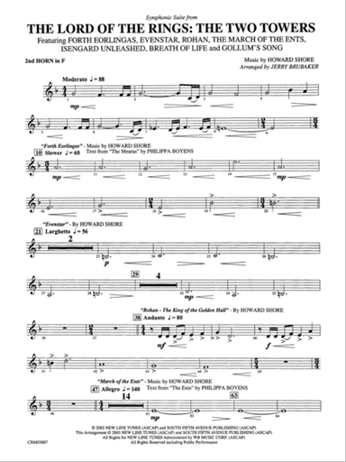 The Lord of the Rings: The Two Towers, Symphonic Suite from: 2nd F Horn