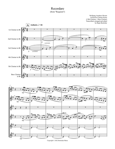Recordare (from "Requiem") (F) (Clarinet Sextet - 5 Clar, 1 Bass Clar)
