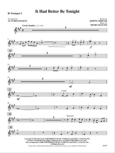 It Had Better Be Tonight (recorded by Michael Buble): 2nd B-flat Trumpet