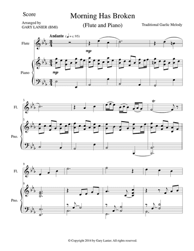 MORNING HAS BROKEN (Flute/Piano and Flute Part)