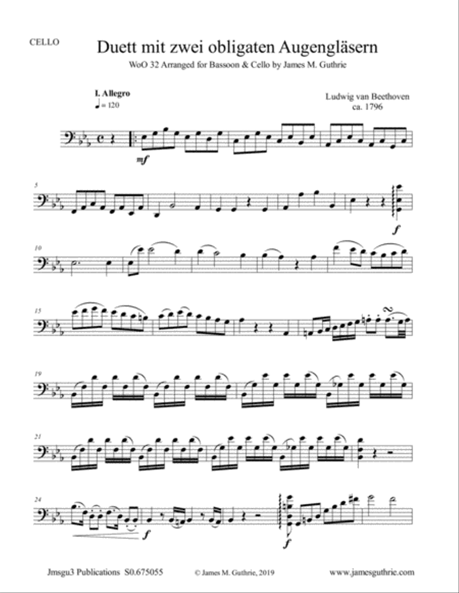 Beethoven: Duet WoO 32 for Bassoon & Cello