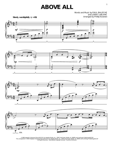 Above All (arr. Phillip Keveren)