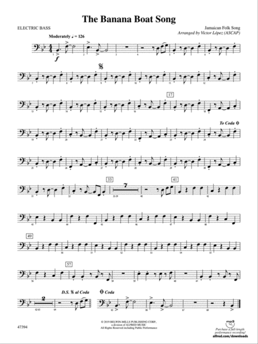 The Banana Boat Song: Electric Bass