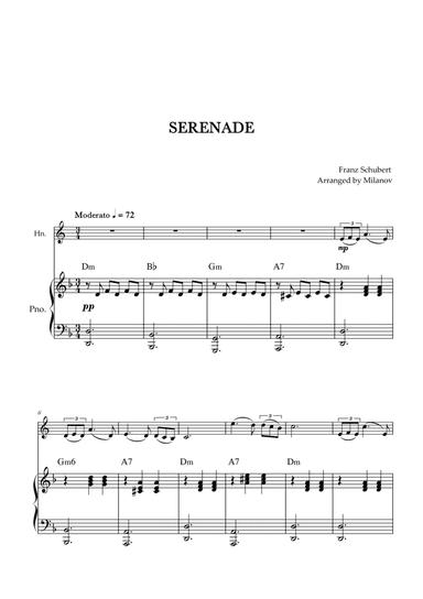 Serenade | Schubert | Horn in F | Piano | Chords