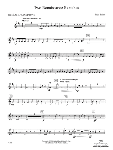 Two Renaissance Sketches: 2nd E-flat Alto Saxophone