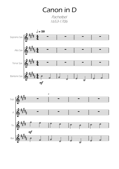 Canon in D - Pachelbel - Sax Quartet