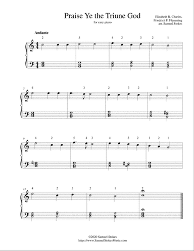 Praise Ye the Triune God (Praise Ye the Father) - for easy piano
