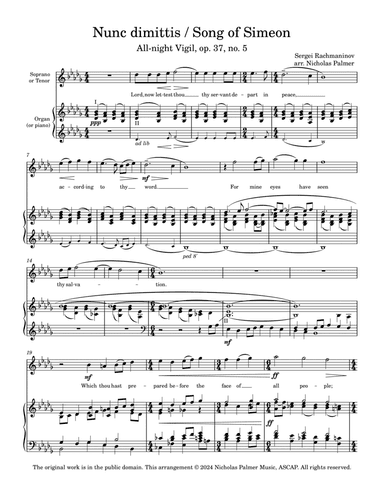 Nunc dimittis / Song of Simeon