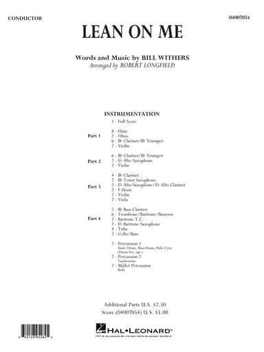 Lean on Me (arr. Robert Longfield) - Conductor Score (Full Score)
