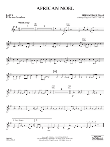 African Noel (arr. Johnnie Vinson) - Pt.4 - Eb Baritone Saxophone