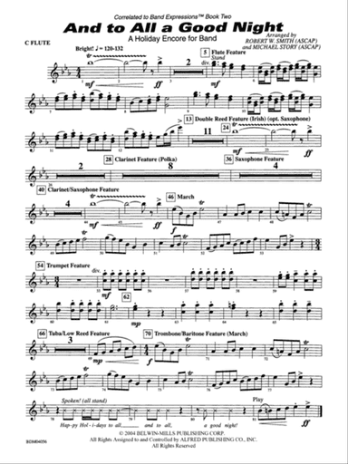 And to All a Good Night (A Holiday Encore for Band): Flute